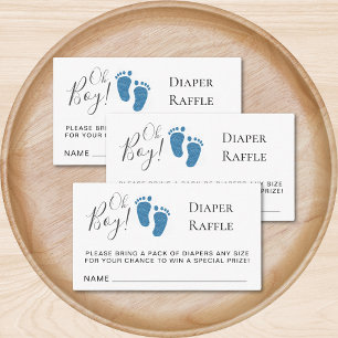 Oh Boy Baby Feet Diaper Raffle Baby shower Informatiekaartje