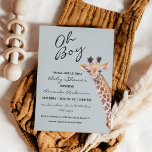 Oh Boy Baby Giraffe Baby shower Kaart<br><div class="desc">Kute kleine baby giraffe "Oh Boy" baby shower uitnodiging</div>