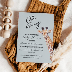 Oh Boy Baby Giraffe Baby shower Kaart