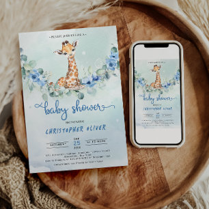 Oh boy! Baby Giraffe Baby shower Kaart