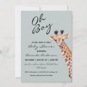 Oh Boy Baby Giraffe Baby shower Kaart (Voorkant)