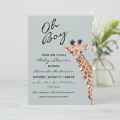 Oh Boy Baby Giraffe Baby shower Kaart (Staand voorkant)