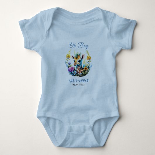 Oh boy! Baby Giraffe Baby shower Romper (Voorkant)