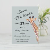 Oh Boy Baby Giraffe Baby Shower Save The Date (Staand voorkant)