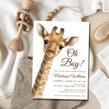 Oh Boy Baby Giraffe Baby shower Uitnodiging