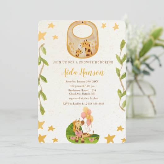 Oh Boy Baby Giraffe Baby shower Uitnodiging (Staand voorkant)