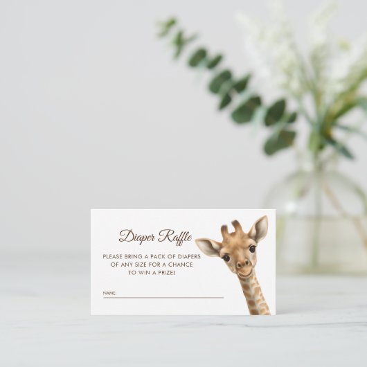 Oh Boy Baby Giraffe Diaper Raffle Baby shower Informatiekaartje (Staand voorkant)