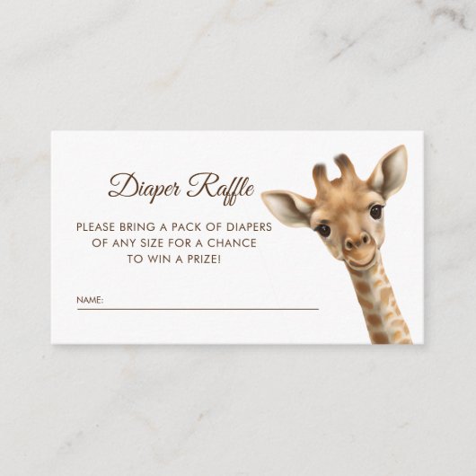 Oh Boy Baby Giraffe Diaper Raffle Baby shower Informatiekaartje (Voorkant)