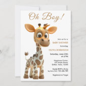 Oh Boy Baby Giraffe Schattige Boy Baby shower Kaart (Voorkant)