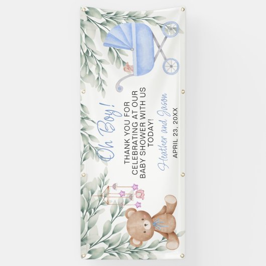 Oh Boy Baby shower Backdrop Banner (Verticaal)