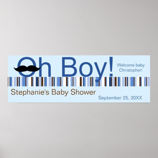 Oh Boy Baby shower Banner Poster (Voorkant)
