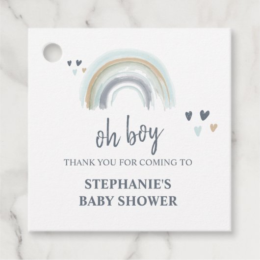 Oh Boy Baby shower Blue Boho Rainbow Dank je wel Bedankjes Labels (Voorkant)