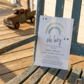 Oh Boy Baby shower Blue Boho Rainbow Kaart