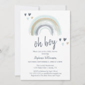 Oh Boy Baby shower Blue Boho Rainbow Kaart (Voorkant)