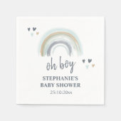 Oh Boy Baby shower Blue Boho Rainbow Napkins Servet (Voorkant)