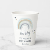 Oh Boy Baby shower Blue Boho Rainbow Papieren Bekers (Achterkant)
