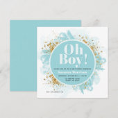 Oh Boy Baby shower Blue Invitation (Voorkant / Achterkant)