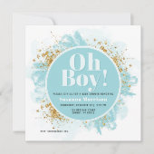 Oh Boy Baby shower Blue Invitation (Voorkant)