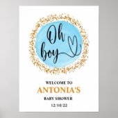 Oh Boy Baby shower Blue Welkom Poster (Voorkant)