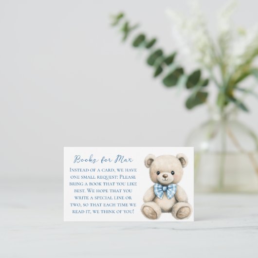 Oh Boy Baby Shower Book Request Card Informatiekaartje (Staand voorkant)