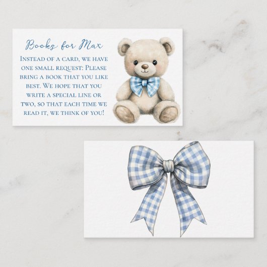 Oh Boy Baby Shower Book Request Card Informatiekaartje (Voorkant / Achterkant)
