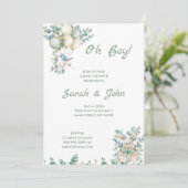 Oh Boy, Baby shower Eucalyptus Kaart (Staand voorkant)
