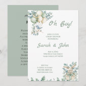Oh Boy, Baby shower Eucalyptus Kaart (Voorkant / Achterkant)