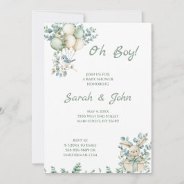 Oh Boy, Baby shower Eucalyptus Kaart