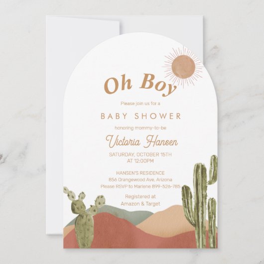 Oh Boy Baby shower in het zuidwesten van de Boho-w Kaart (Voorkant)