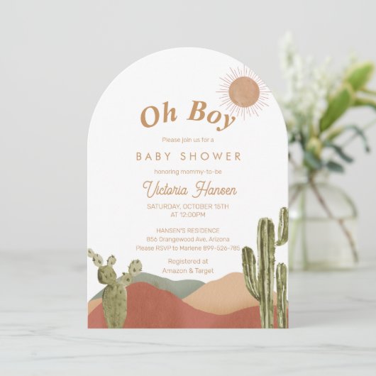 Oh Boy Baby shower in het zuidwesten van de Boho-w Kaart (Staand voorkant)
