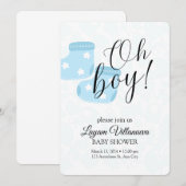 "Oh Boy" Baby Shower Invitation  Kaart (Voorkant / Achterkant)