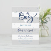 Oh Boy Baby Shower Invitation Kaart (Staand voorkant)