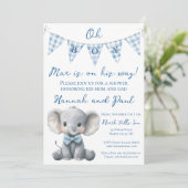 Oh Boy Baby Shower Invitation with Book Request Kaart (Staand voorkant)