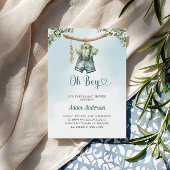 Oh Boy Baby shower Invite - Waterverf Boy Outfit Kaart
