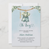 Oh Boy Baby shower Invite - Waterverf Boy Outfit Kaart (Voorkant)