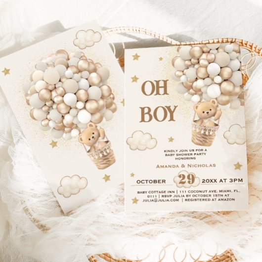 Oh Boy baby shower Kaart