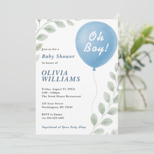 Oh Boy Baby Shower Kaart (Staand voorkant)