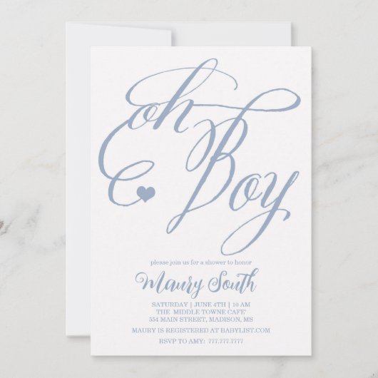 OH BOY Baby shower Kaart (Voorkant)