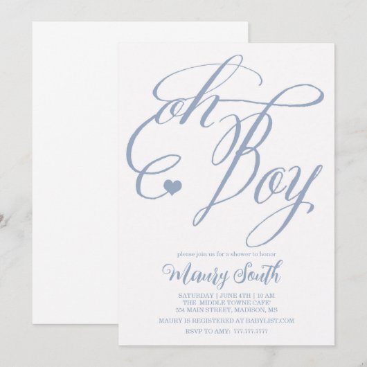 OH BOY Baby shower Kaart (Voorkant / Achterkant)