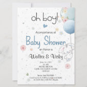 Oh boy! baby shower lindo conejito kaart (Voorkant)