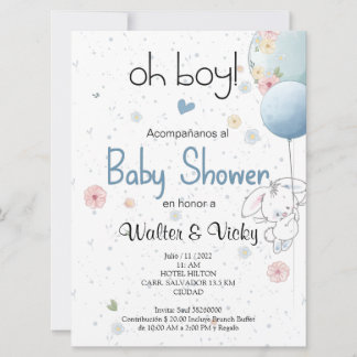 Oh boy! baby shower lindo conejito kaart