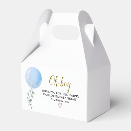 Oh Boy Baby shower met Balloons Favor Box Bedankdoosjes (Voorkant Zijde)