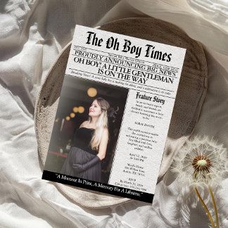 Oh Boy Baby Shower Newspaper Unique Fun Photo Kaart