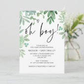 Oh Boy Baby shower Party Greenery Succulents Kaart (Staand voorkant)