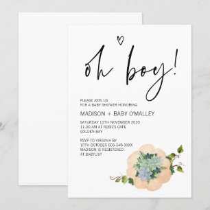 Oh Boy Baby shower Party Thanksgiving Herfst Kaart