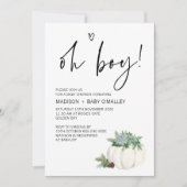 Oh Boy Baby shower Party Thanksgiving Herfst Kaart (Voorkant)