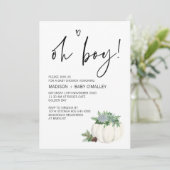 Oh Boy Baby shower Party Thanksgiving Herfst Kaart (Staand voorkant)