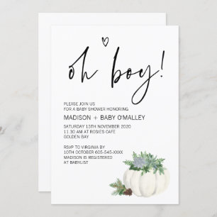 Oh Boy Baby shower Party Thanksgiving Herfst Kaart