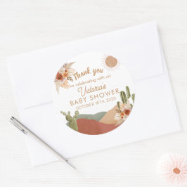 Oh Boy Baby shower Ronde Sticker | Boho Southwest