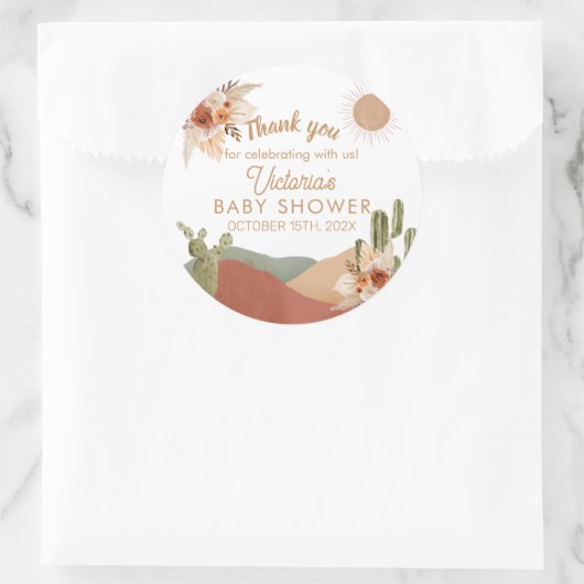 Oh Boy Baby shower Ronde Sticker | Boho Southwest (Tas)